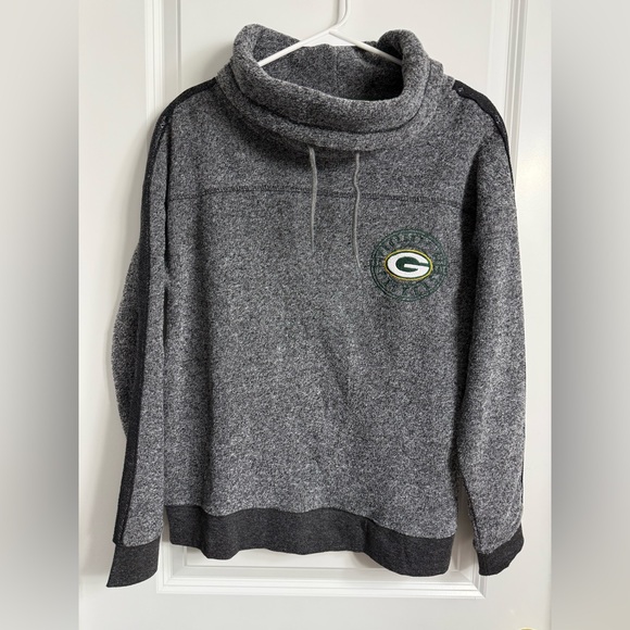 NWT Green Bay Packers NFL Womens Medium Sweatshirt Cowl Neck Heather Charcoal - Picture 1 of 12